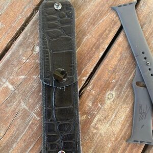Black alligator Croc Leather apple Watch Band similiar 2 sparkle